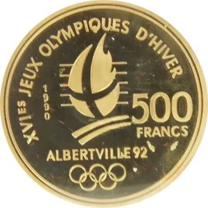 22金(K22)フランス アルベールビル五輪1992年記念金貨500フラン金メダル 500フラン