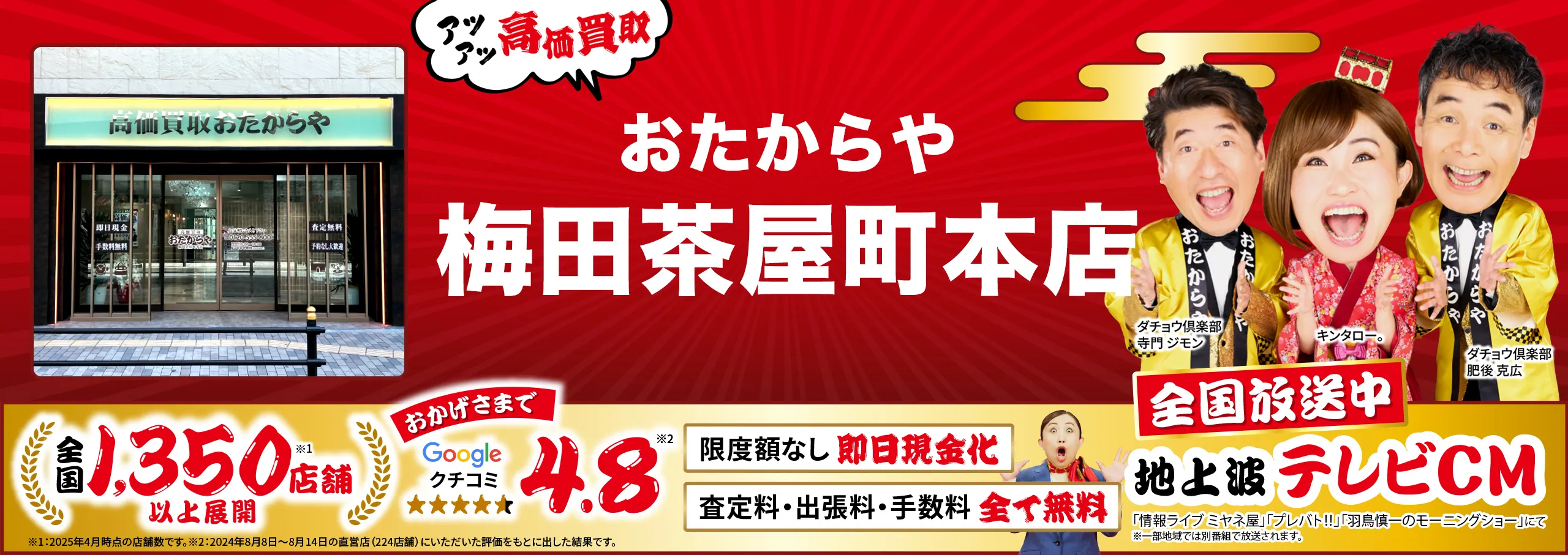金、貴金属高価買取！googleクチコミ4.8、全国1,200店舗以上！