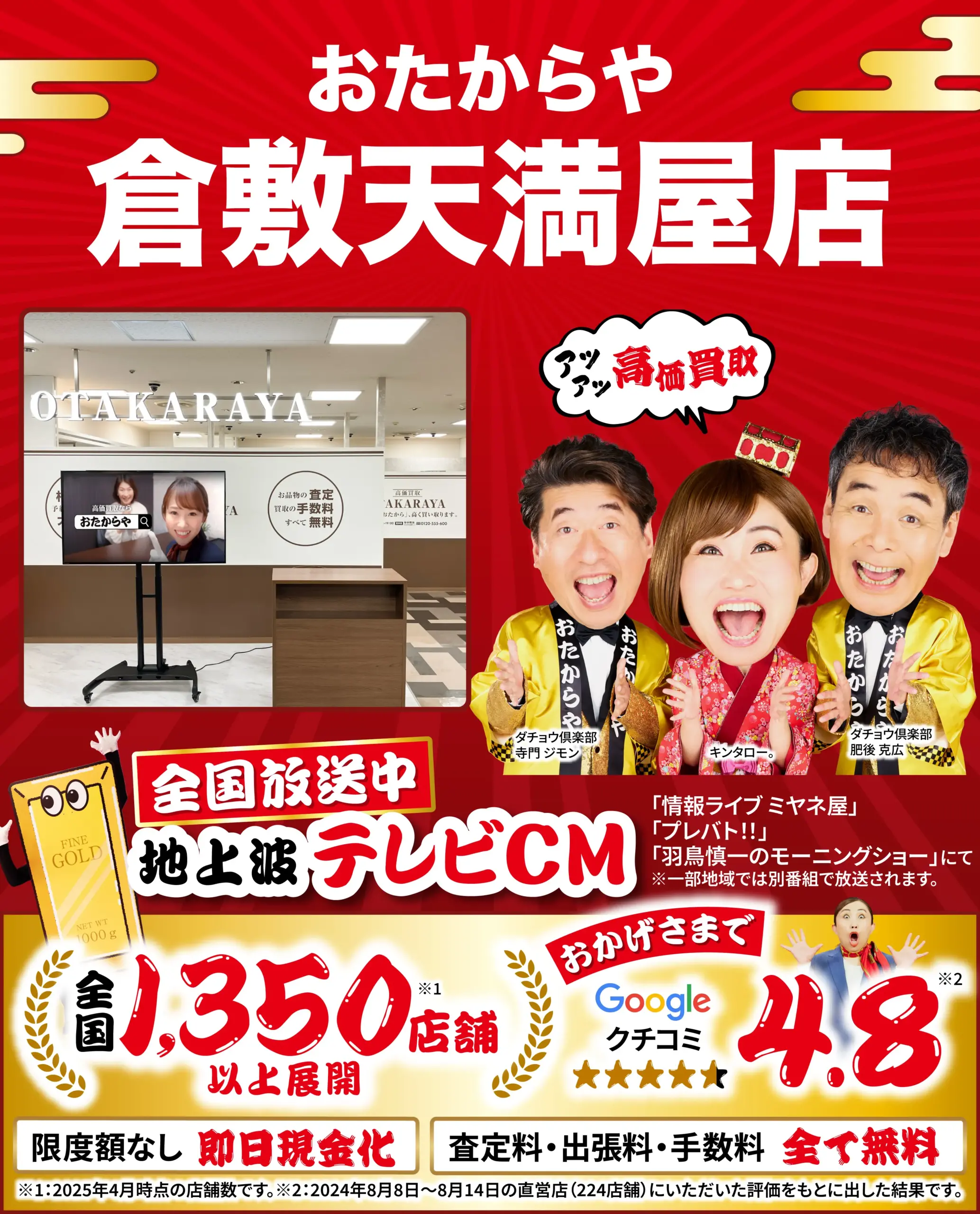 金、貴金属高価買取！googleクチコミ4.8、全国1,200店舗以上！