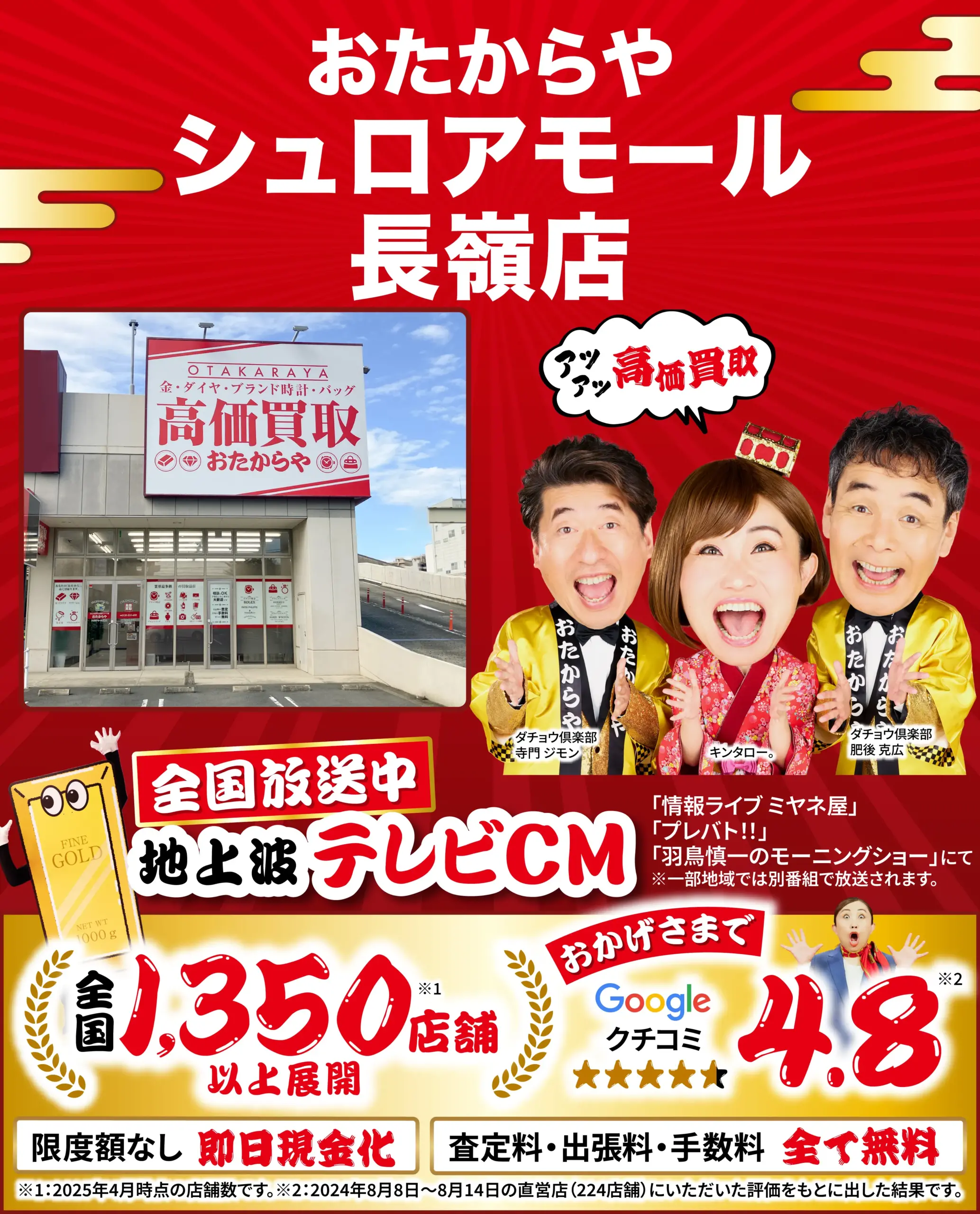 金、貴金属高価買取！googleクチコミ4.8、全国1,200店舗以上！