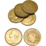 21.6金（K21.6）スイス20フラン金貨 ヘルヴェティア6枚まとめ 38.7g