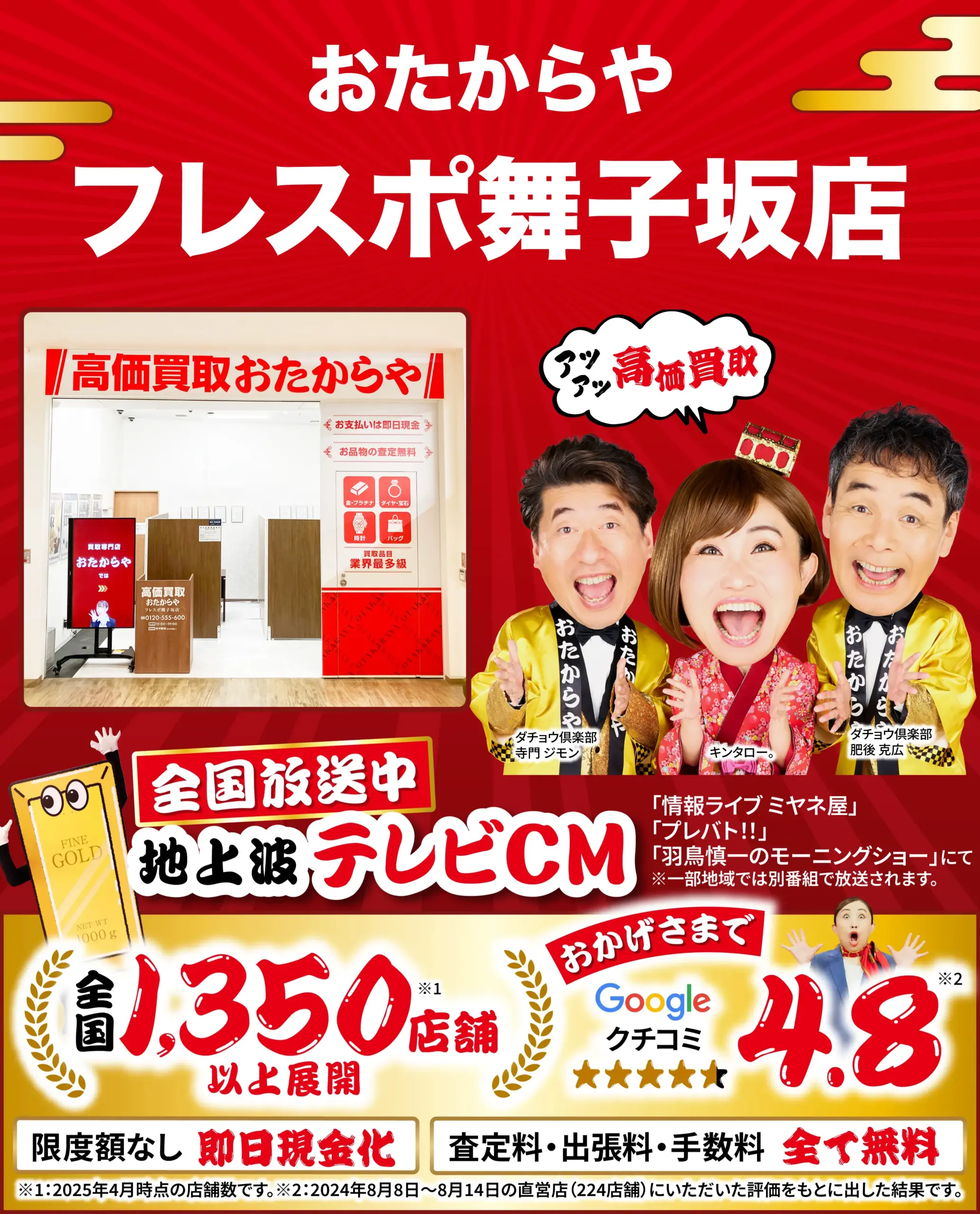 金、貴金属高価買取！googleクチコミ4.8、全国1,200店舗以上！