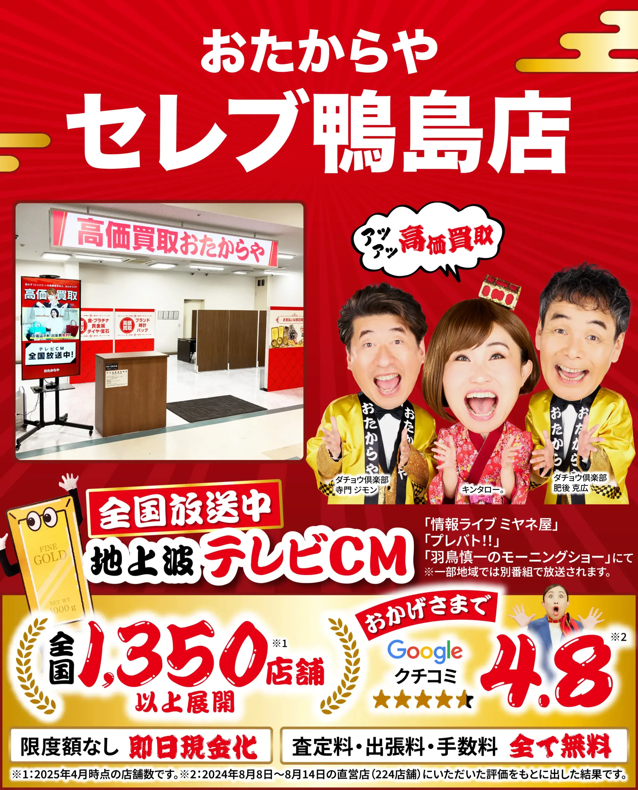 金、貴金属高価買取！googleクチコミ4.8、全国1,200店舗以上！