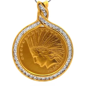 18金 (K18) ヤングインディアン10ドル ペンダントトップ