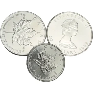プラチナ (Pt1000) メイプルリーフコイン 1/2オンス2枚 1/4オンス1枚