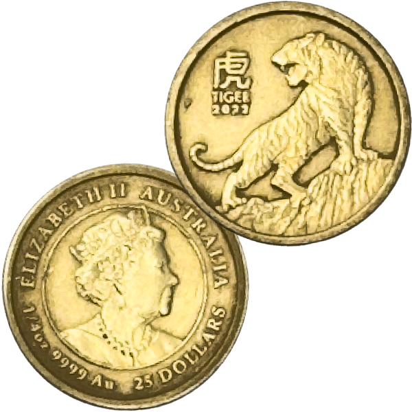 24金(K24) オーストラリア・干支金貨虎 1/4オンス