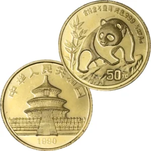 24金 (K24) 中国 パンダ金貨1/2オンス 1990