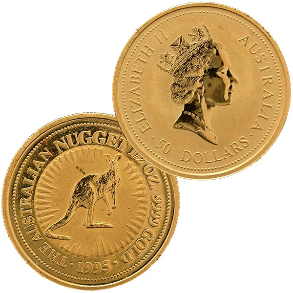 24金 (K24) カンガルー金貨 1/2oz 表 裏
