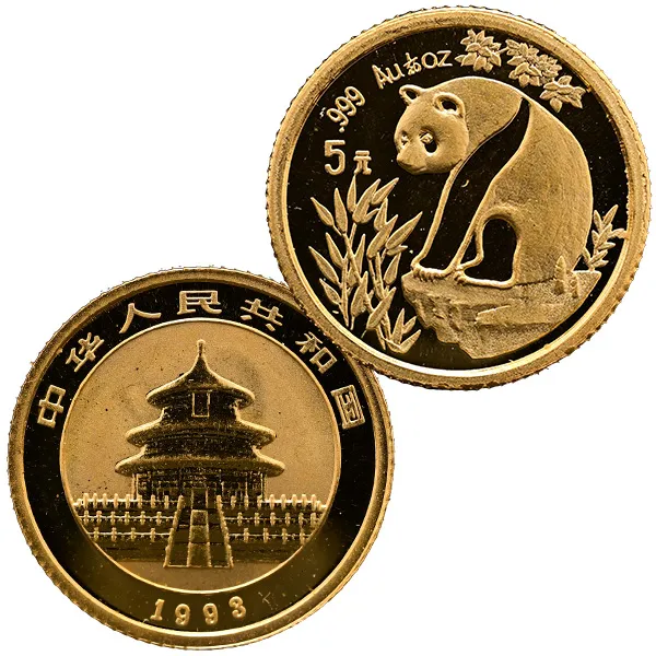 24金 (K24) 中国 パンダ金貨 1/20oz