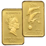 24金 (K24) クック諸島 ドルフィン金貨 50ドル 1/6オンス 2000年