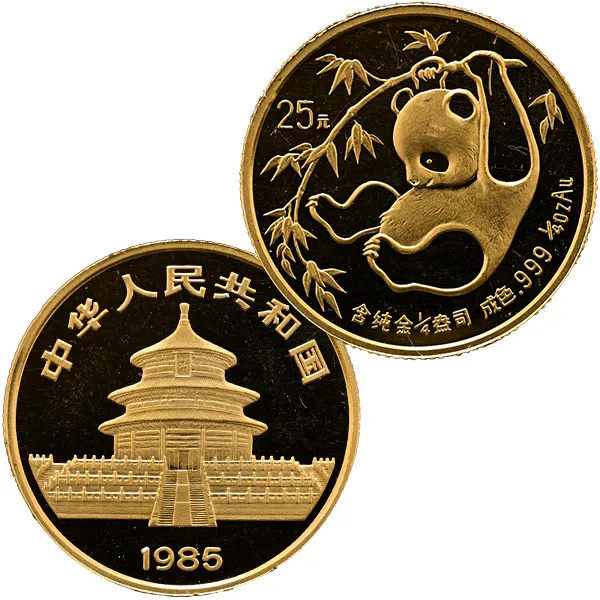24金 (K24) 中国 パンダ金貨 1/4oz