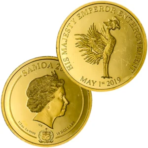 24金 (K24)  サモア独立国 天皇陛下御即位礼記念貨幣 1/2oz