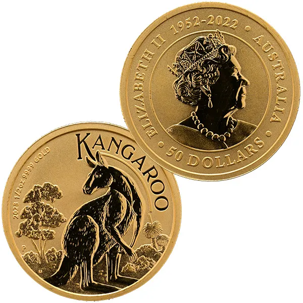 24金 (K24) カンガルー金貨 1/2oz