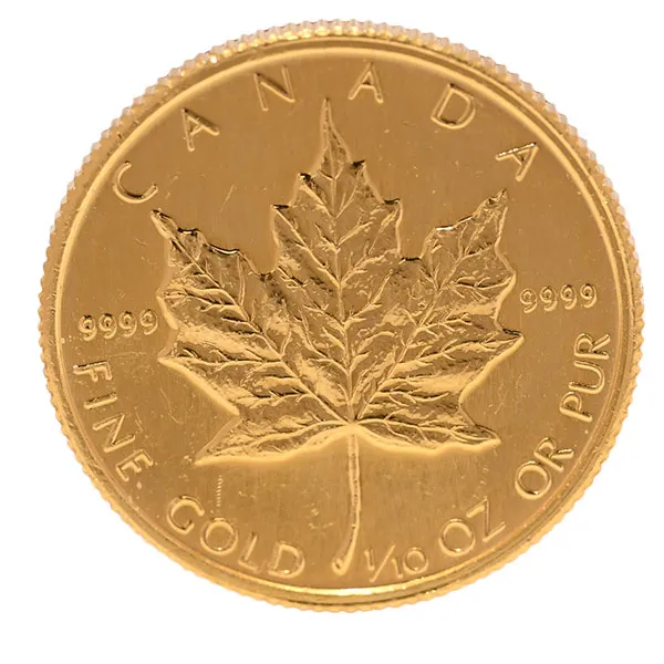 24金 (K24) メイプルリーフ金貨 1/10oz