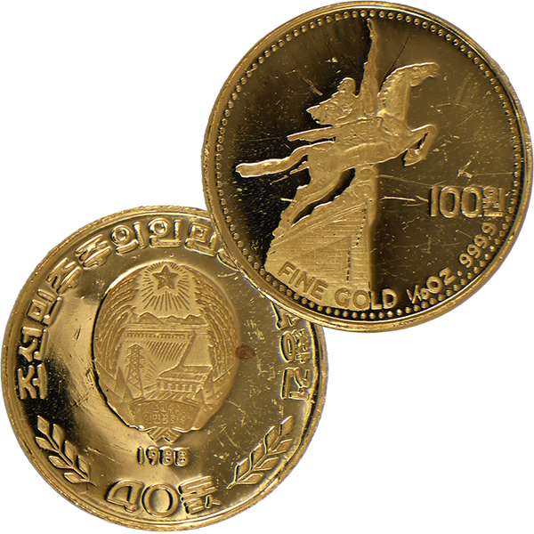 24金 (K24) 北朝鮮建国40年記念金貨 1/10オンス