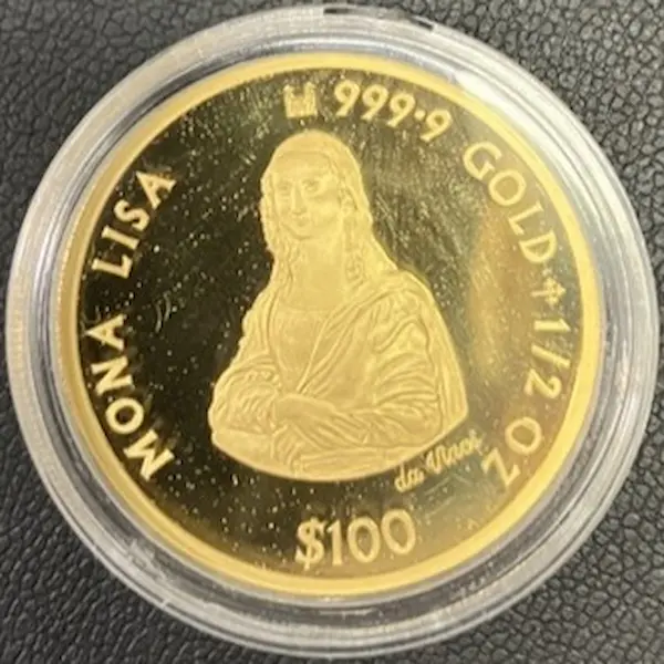 K24　クック諸島モナリザ金貨　1/2oz　15.5g