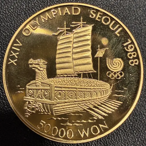 K22　ソウルオリンピック記念 50,000ウォン金貨　33.6g