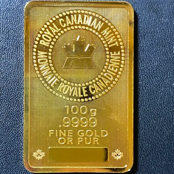 カナダ王立造幣局　インゴット　100g