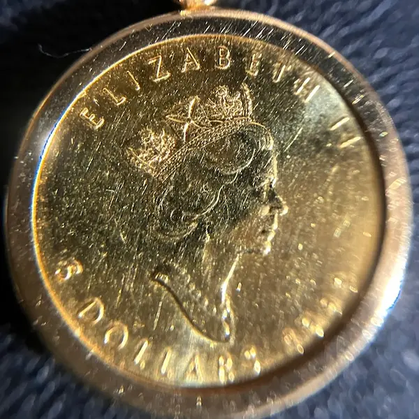 K24　メイプルリーフ金貨 ペンダントトップ　1/10オンス　31.6g