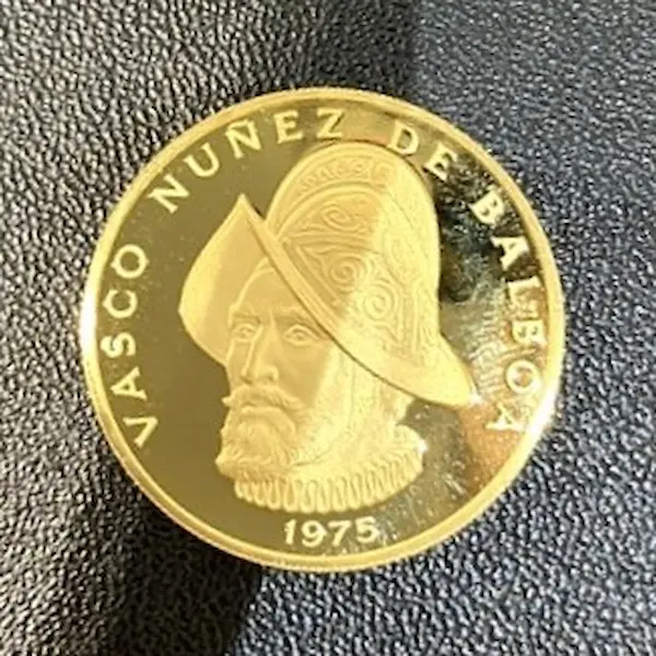 K21.6　パナマ 1975年 バルボア生誕500周年記念 100バルボア金貨　8.2g