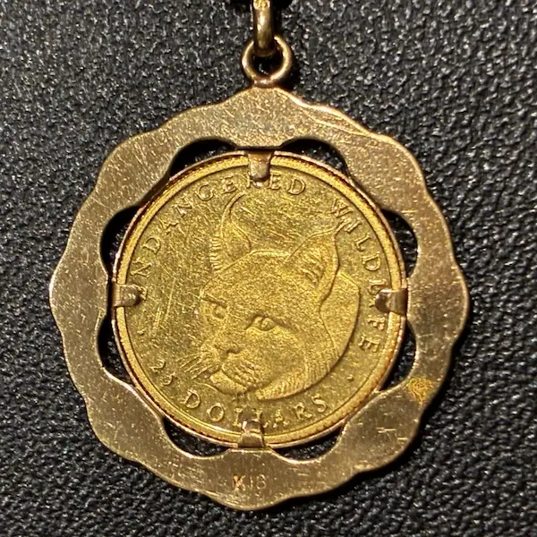 K24　クック諸島　オオヤマネコ金貨　1/25oz　ペンダントトップ　1.2g
