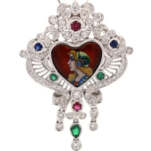 プラチナ900（Pt900） 多色石ブローチ