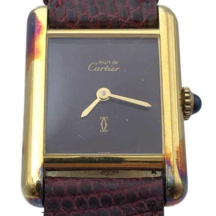 カルティエ マストタンク 925GP/革 手巻式