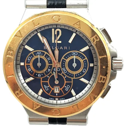 ブルガリ ディアゴノ カリブロ303 DG P 42 SG CH K18PG ブルー