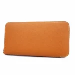 エルメス アザップ ロング シルクイン 財布 レザー×シルク ブラウン×マルチカラー D刻印