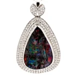 Pt/Pm900 ボルダーオパール ダイヤ ネックレス/ペンダントトップ 51.06ct