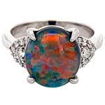 Pt/Pm900 ブラックオパール ダイヤ リング 3.66ct