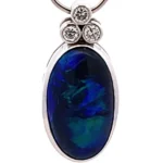 Pt/Pm900 ブラックオパール ダイヤ ネックレス/ペンダントトップ 7.13ct