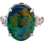 Pt/Pm900 ブラックオパール ダイヤ リング 6.6ct